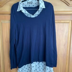 Roz & Ali Navy Blue Women's Top